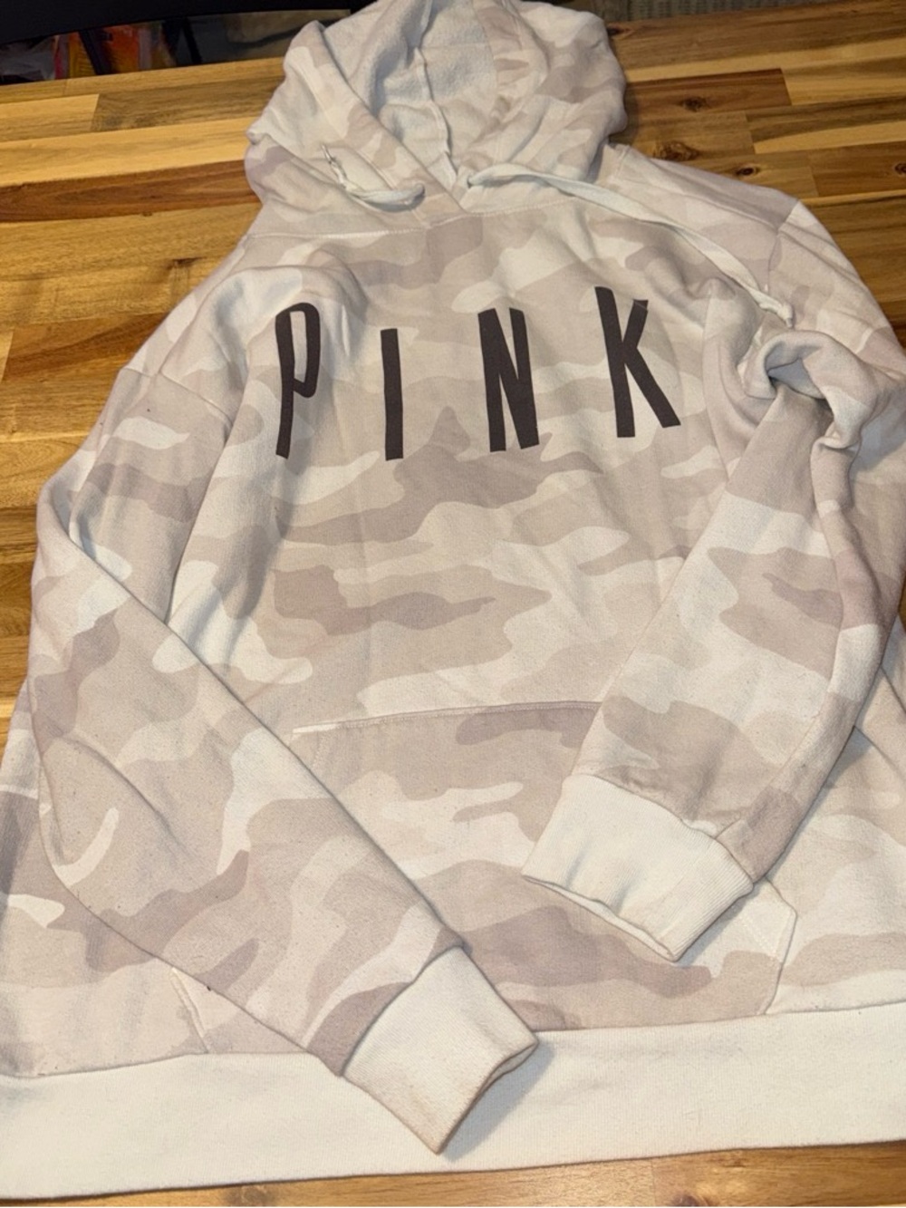 PINK Victoria's Secret Light Tan & White Camo Pullover Hoodie